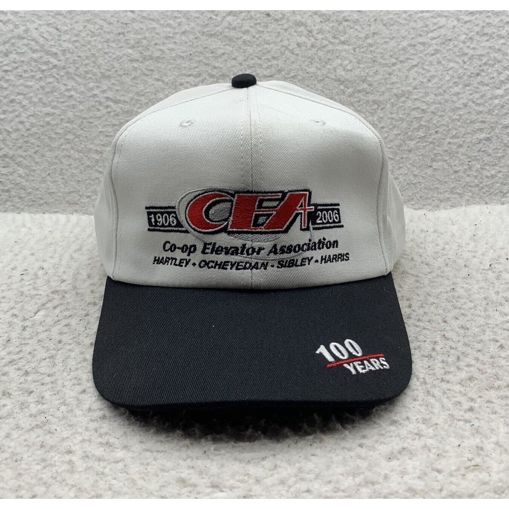 K-Products CEA Elevators Blockhead Snapback Hat Mens White Black Iowa 100 Years